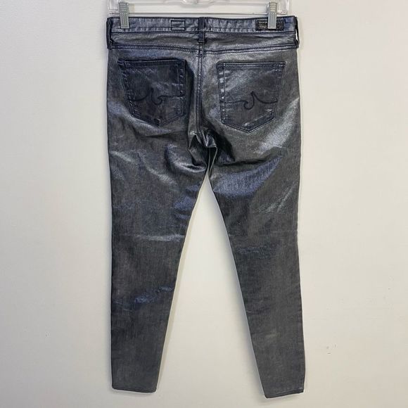 AG Adriano Goldschmied The Coated Absolute Legging in Metallic Navy - Picture 4 of 5